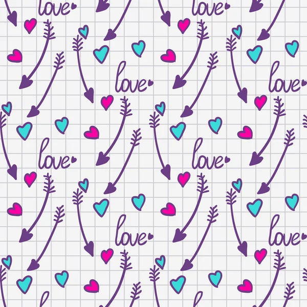 Pattern with hearts and  arrows — Stock Vector