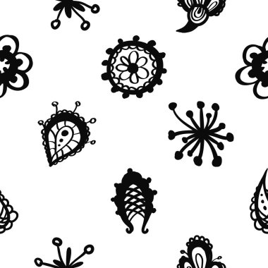 çizgi film soyut çiçek desenli