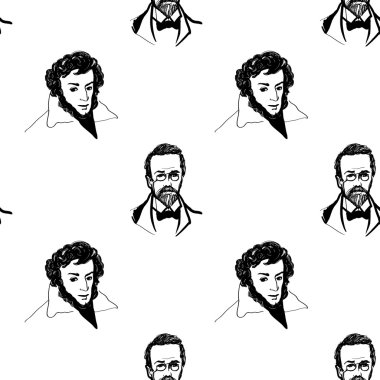 Puşkin ve Çehov çizili desen