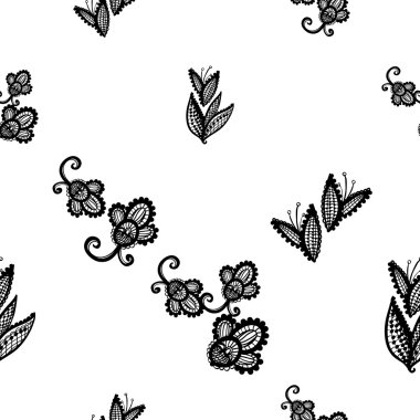 Klasik çiçek öğeleri desen