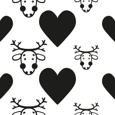 Geyikler ve kalpleri ile desen