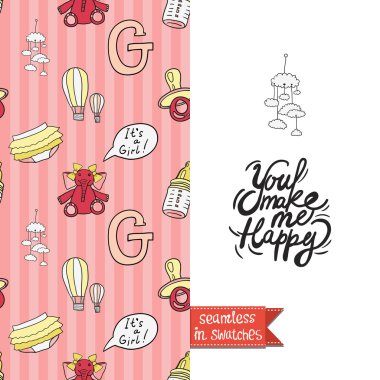 Yeni doğan bebek için vintage tebrik kartı