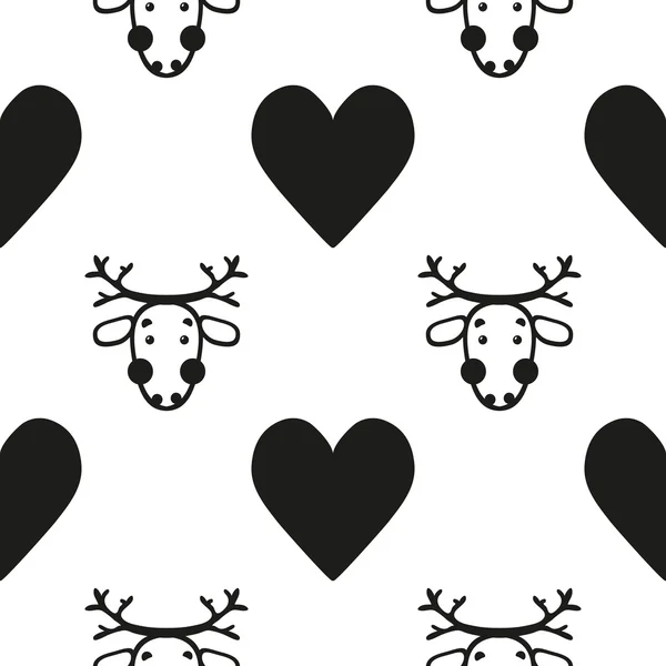 Pattern with deers and hearts — Stock Vector