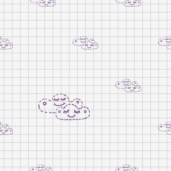 Nubes de Doodle fondo sin costuras — Vector de stock