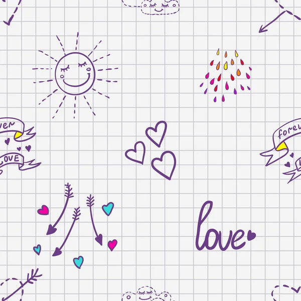 手工绘制的爱情模式 — 图库矢量图片