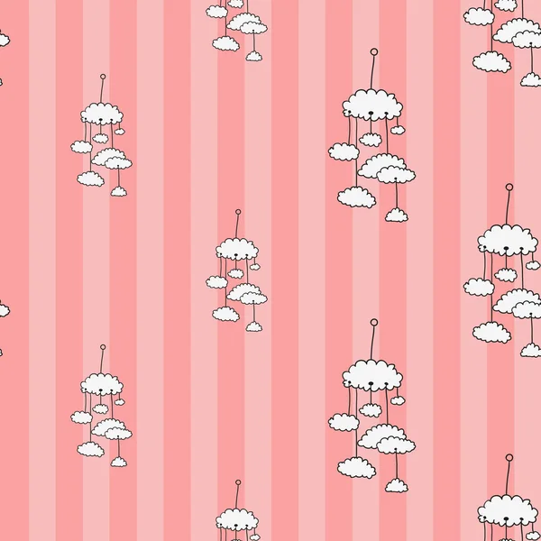 Carte de douche bébé avec nuages — Image vectorielle