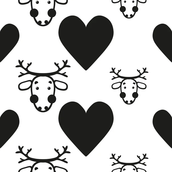 Pattern with deers and hearts — Stock Vector