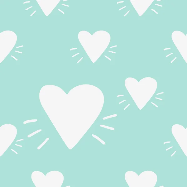 Söta tecknade vita hjärtan mönster — Stock vektor