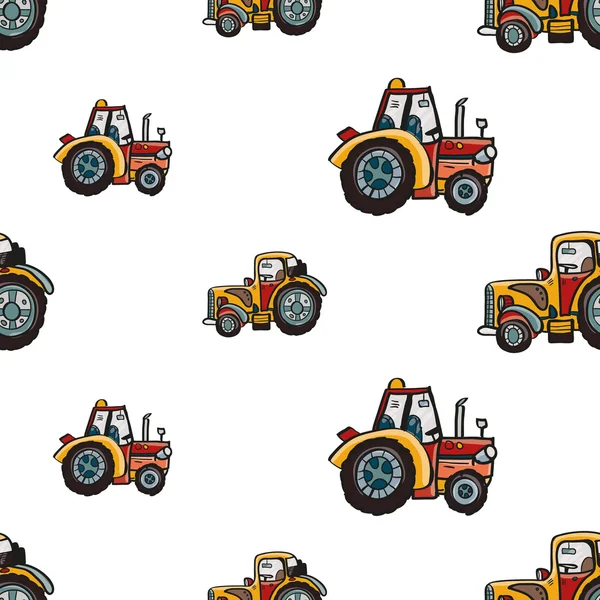 Ručně tažené vzor s traktory — Stockový vektor
