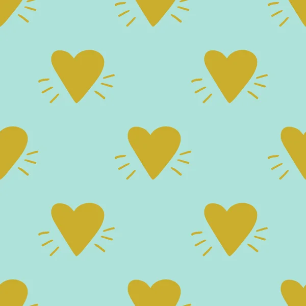 Niedliche Karikatur gelbe Herzen Muster — Stockvektor