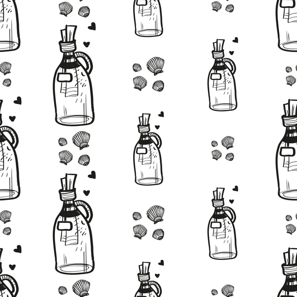 Ракушки и бутылки с письмами — стоковый вектор