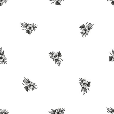 El çizimi çiçek deseni