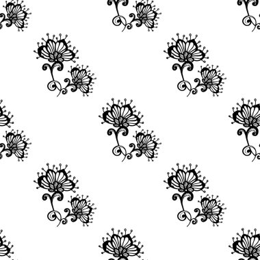 El çizimi çiçek deseni