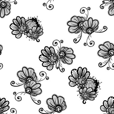 El çizimi çiçek deseni