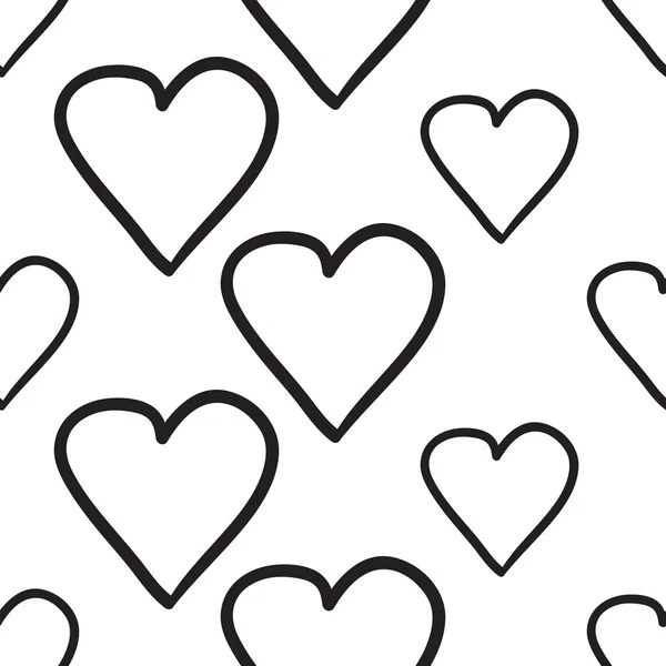 Handen ritade hjärtan mönster — Stock vektor