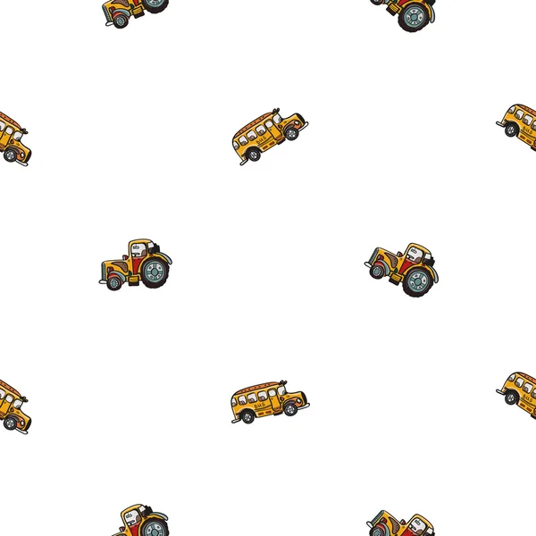 Traktor und Schulbus — Stockvektor