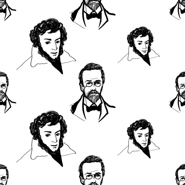 Pouchkine et chekhov croquis modèle — Image vectorielle