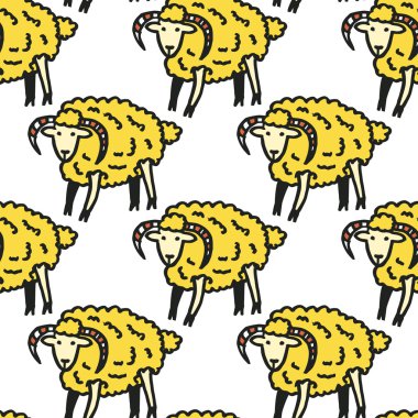 new year sheep pattern clipart