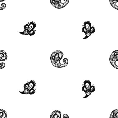 El çizimi çiçek deseni