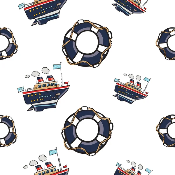 Dětinské výletních lodí a záchranných kruhů — Stockový vektor