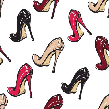 desen renkli ayakkabı topuklar üzerinde