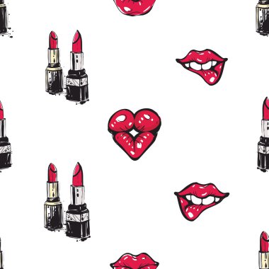 Kırmızı dudaklar ve Rujlar desen