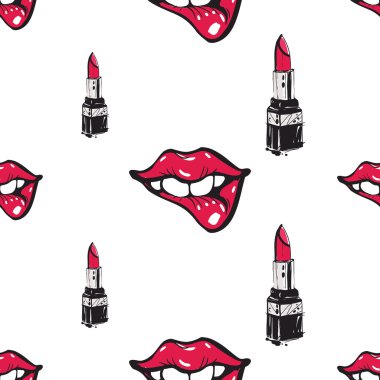 Kırmızı dudaklar ve Rujlar desen