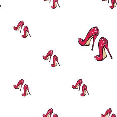 Grafik kırmızı topuklu el çekilmiş