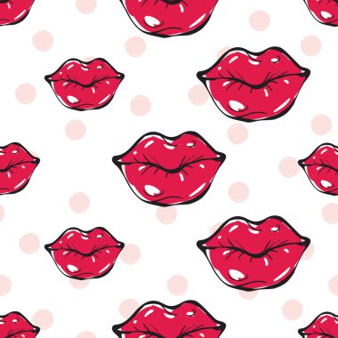 karikatür kırmızı dudaklar desen