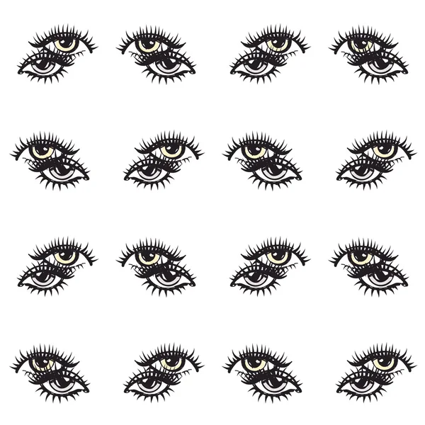 Pattern of eyes with big lashes — Stock Vector