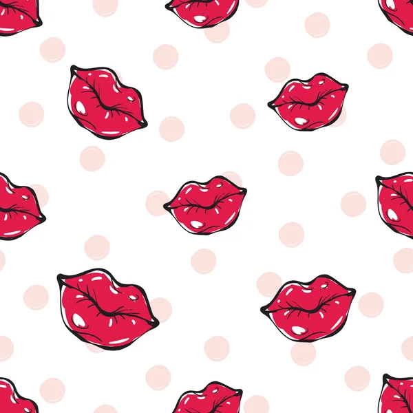 Dibujos animados patrón de labios rojos — Vector de stock