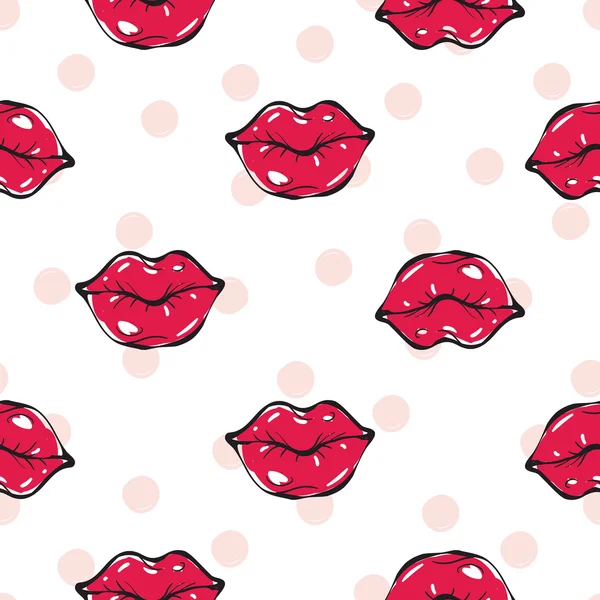 Dibujos animados patrón de labios rojos — Vector de stock