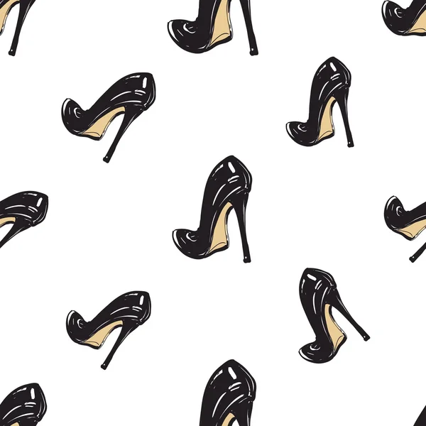 かかとの黒い靴のパターン — ストックベクタ
