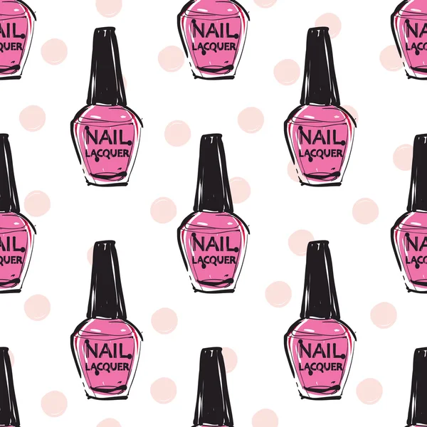 Mode naadloze patroon van roze nagel poetsmiddelen — Stockvector