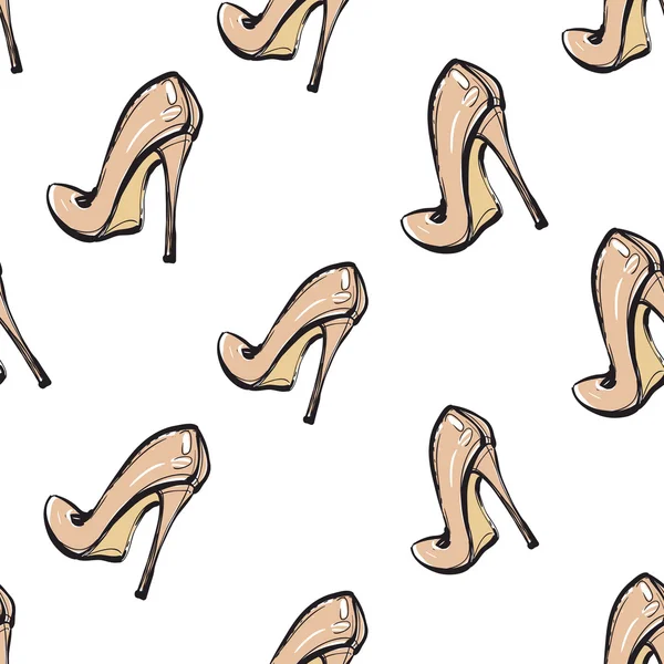 Modèle de chaussures beige sur talons — Image vectorielle