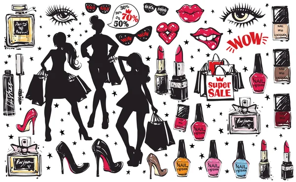 moda tarzında ayarlanmış glamour moda skeç