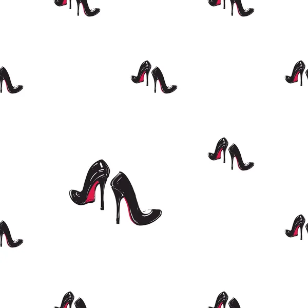 Desen üzerinde topuklu siyah ayakkabı — Stok Vektör