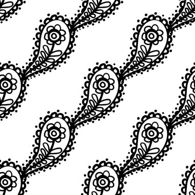 Elle çizilmiş paisley ve mehendi grafik