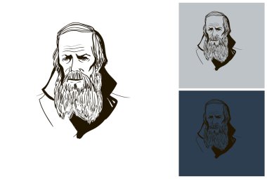 Fedor M. Dostoevsky sketch portrait clipart