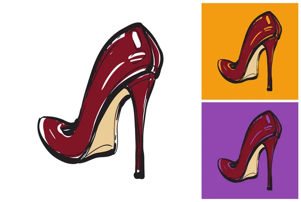 Beautiful female shoes with high heels — Stock Vector