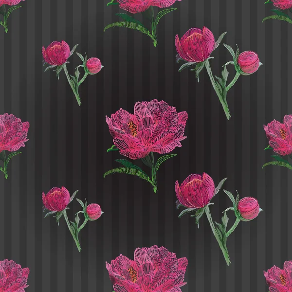 Peony flowes patroon — Stockvector