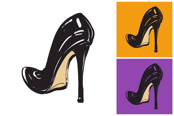 Belles chaussures féminines avec des talons hauts — Image vectorielle
