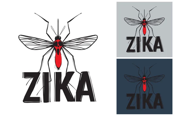 Etiqueta con zika virus mosquito — Archivo Imágenes Vectoriales