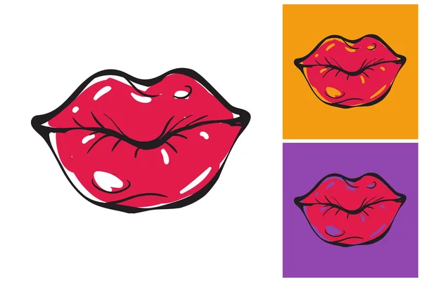 Red lips sketch in fashion style — Stock Vector