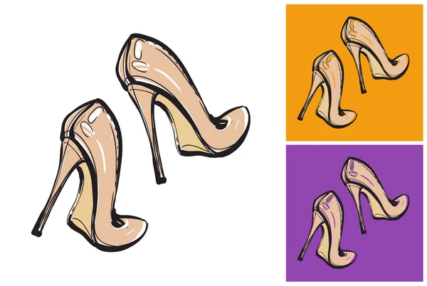 Beautiful female shoes with high heels — Stock Vector