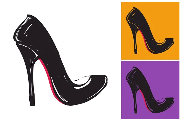 Beautiful female shoes with high heels — Stock Vector