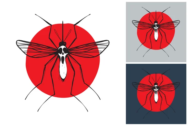 Etiqueta con icono de mosquito de malaria — Vector de stock