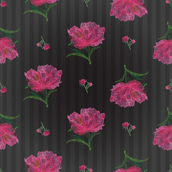 Peony flowes patroon — Stockvector