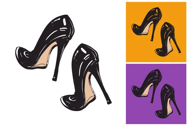 Belles chaussures féminines avec des talons hauts — Image vectorielle