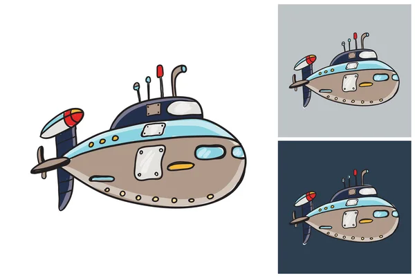 Okręt podwodny szkic w stylu dla dzieci — Wektor stockowy